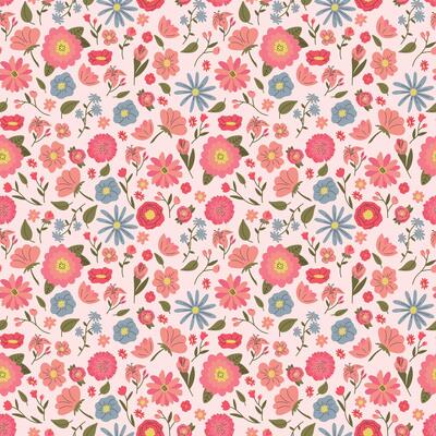 Beautiful floral pattern in small abstract flowers. Small colorful flowers. White background. Floral seamless background.