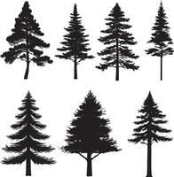 Trees set silhouette. Coniferous forest. Isolated tree on white background. vector