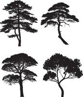 collection isolated tree Symbol silhouette style on white background. vector