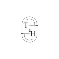 TH line simple initial concept with high quality logo design vector