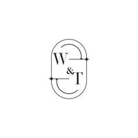 WT line simple initial concept with high quality logo design vector