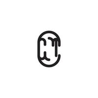 CT line simple round initial concept with high quality logo design vector