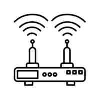 router wifi icon or logo illustration outline black style vector