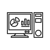 Pc computer icon or logo illustration outline black style vector