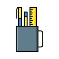 Pen ruler icon vector or logo illustration filled color style