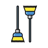 broom icon vector or logo illustration filled color style