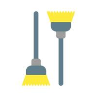 broom icon vector or logo illustration flat color style