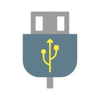 usb cable icon vector or logo illustration flat color style