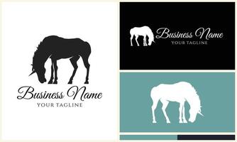 silhouette donkey unicorn logo template vector