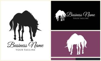 silhouette donkey unicorn logo template vector