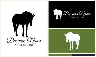 silhouette donkey unicorn logo template vector