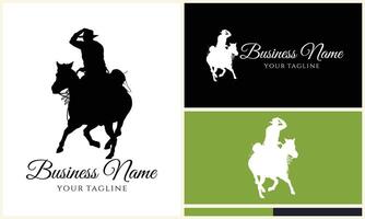 silhouette donkey unicorn horseman equestrian vector