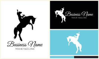 silhouette cowboy horseman logo template vector