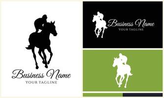 silhouette cowboy horseman logo template vector