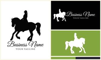 silhouette cowboy horseman logo template vector