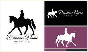 silhouette cowboy horseman logo template vector