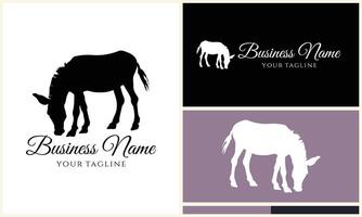 silhouette donkey horse logo template vector