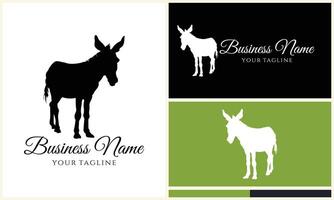 silhouette donkey horse logo template vector