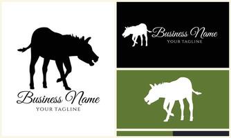 silhouette donkey horse logo template vector