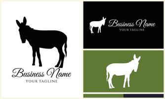 silhouette donkey horse logo template vector