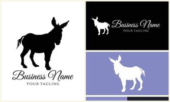 silhouette donkey horse logo template vector