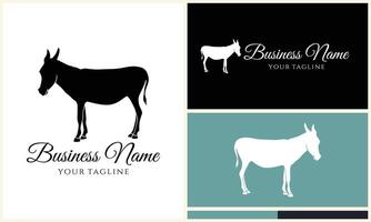 silhouette donkey horse logo template vector