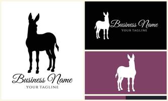 silhouette donkey horse logo template vector