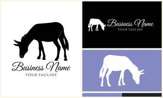 silhouette donkey horse logo template vector