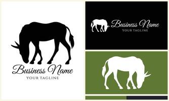 silhouette donkey horse logo template vector