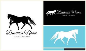 silhouette donkey horse logo template vector