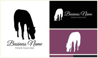 silhouette donkey horse logo template vector