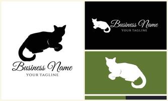 silhouette cat vector logo template