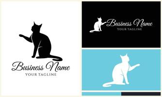 silhouette cat vector logo template