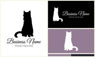 silhouette cat vector logo template