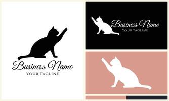 silhouette cat vector logo template