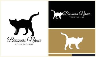 silhouette cat vector logo template