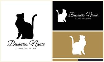 silhouette cat vector logo template