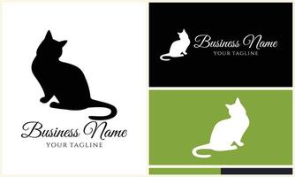 silhouette cat vector logo template