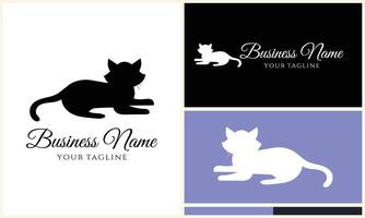 silhouette cat vector logo template