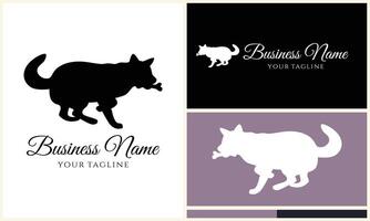 silhouette dog bulldog logo template vector