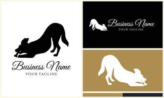 silhouette dog bulldog logo template vector