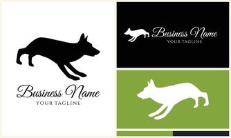 silhouette dog bulldog logo template vector