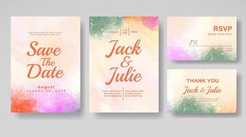 Wedding invitation with abstract watercolor background vector