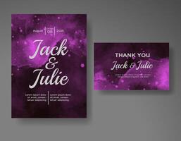 Wedding invitation with abstract watercolor background vector