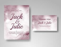 Wedding invitation with abstract watercolor background vector