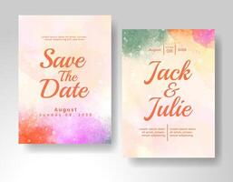 Wedding invitation with abstract watercolor background vector