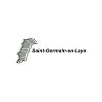 Map City of Saint German en Laye vector design template, World Map International vector template with outline graphic sketch style isolated on white background