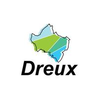 Dreux City of France map vector illustration, vector template with outline graphic sketch style isolated on white background