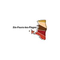 six fours les plages map. vector map of France capital Country colorful design, illustration design template on white background