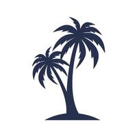 Black vector single palm tree silhouette icon isolated